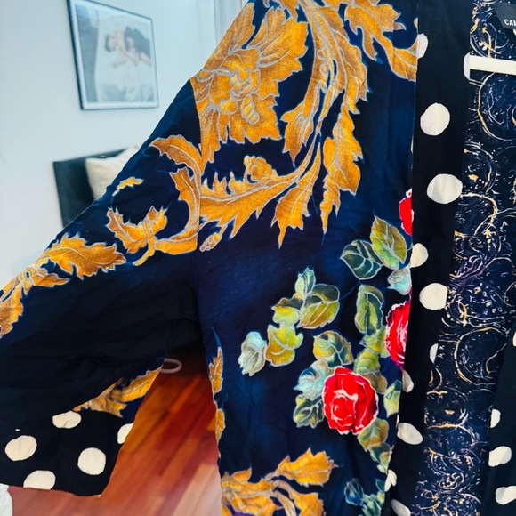 CAROLE LITTLE Black Blazer with Gold Polka Dot and Floral Design - SZ Large - Picture 3 of 6